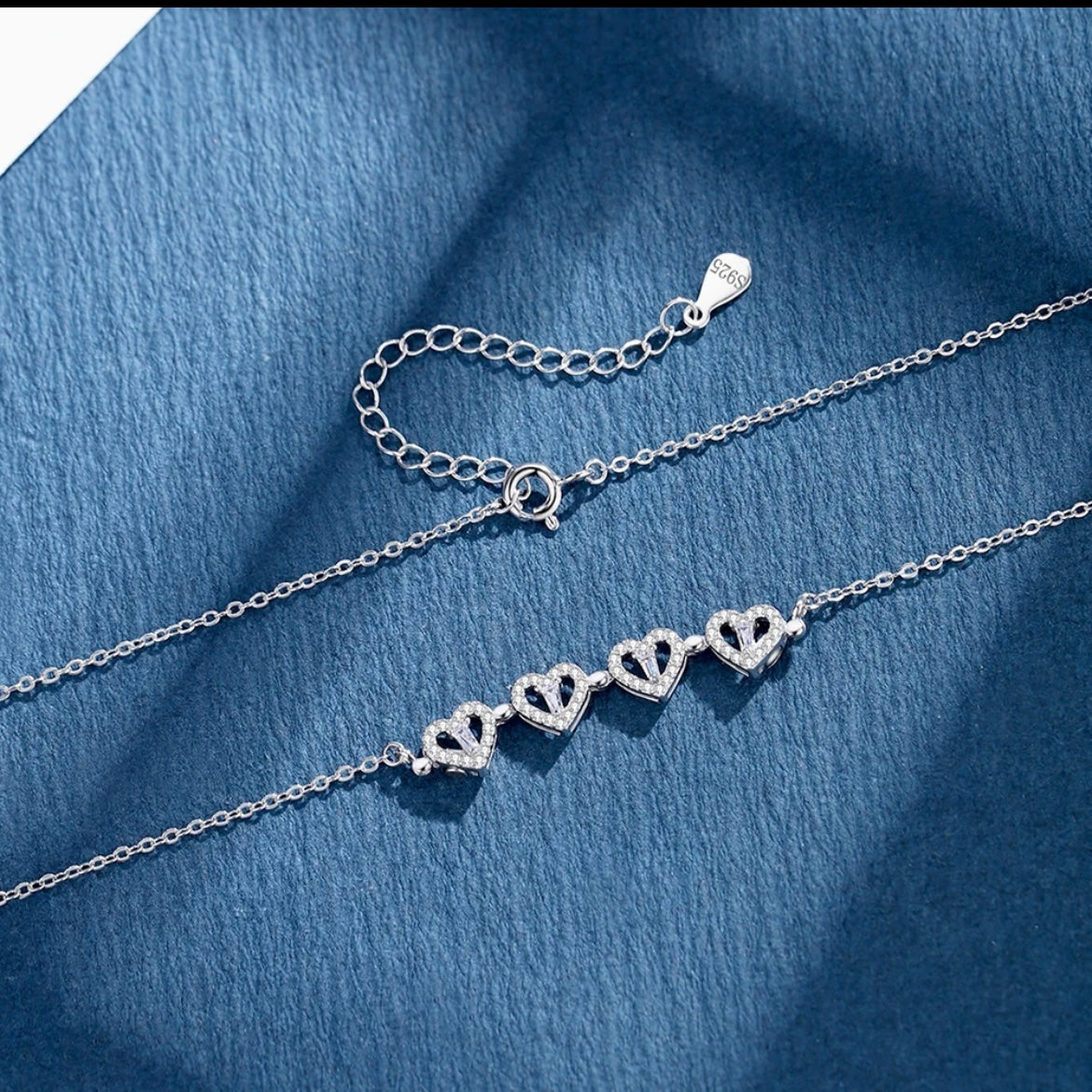 18K Gold Plated Silver magnetic hearts necklace