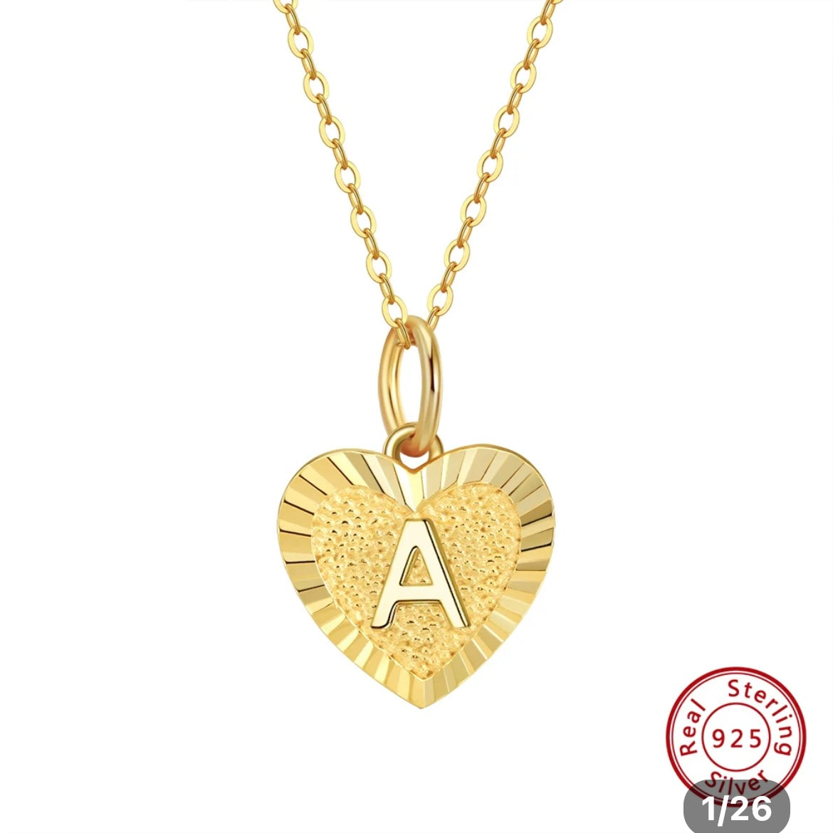 18K Gold Plated Silver Initial Necklace