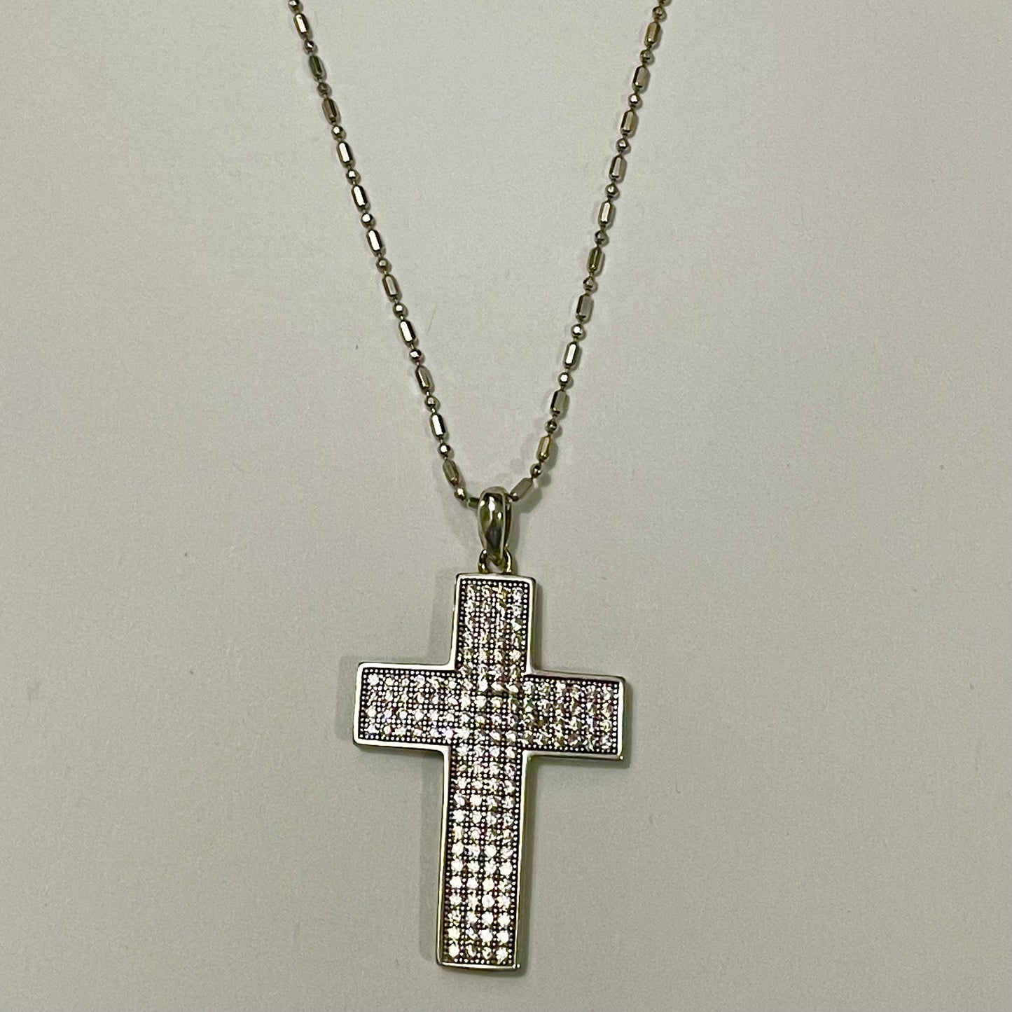 Iced Cross Silver Pendant with chain