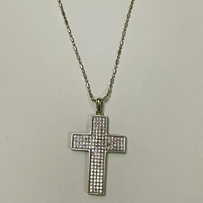 Iced Cross Silver Pendant with chain