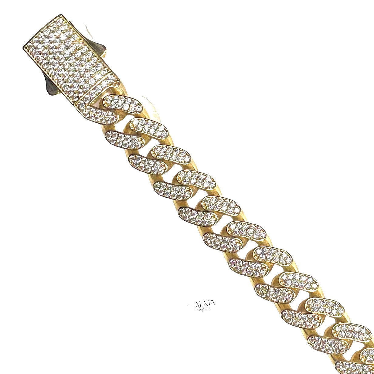 14K Gold Iced out Bracelet 8.5