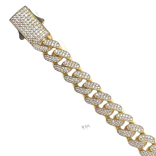 14K Gold Iced out Bracelet 8.5