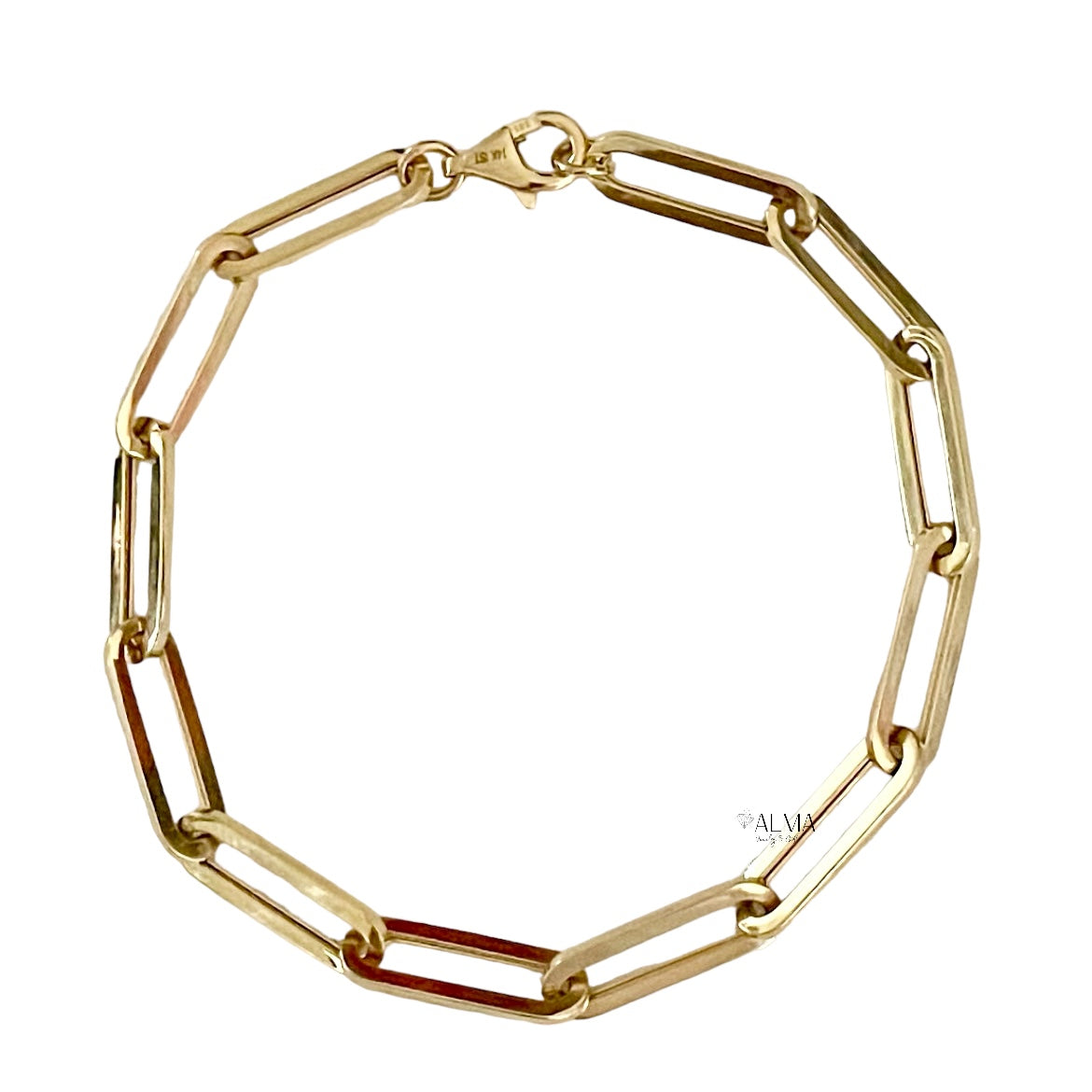 14K Gold Paperclip Bracelet