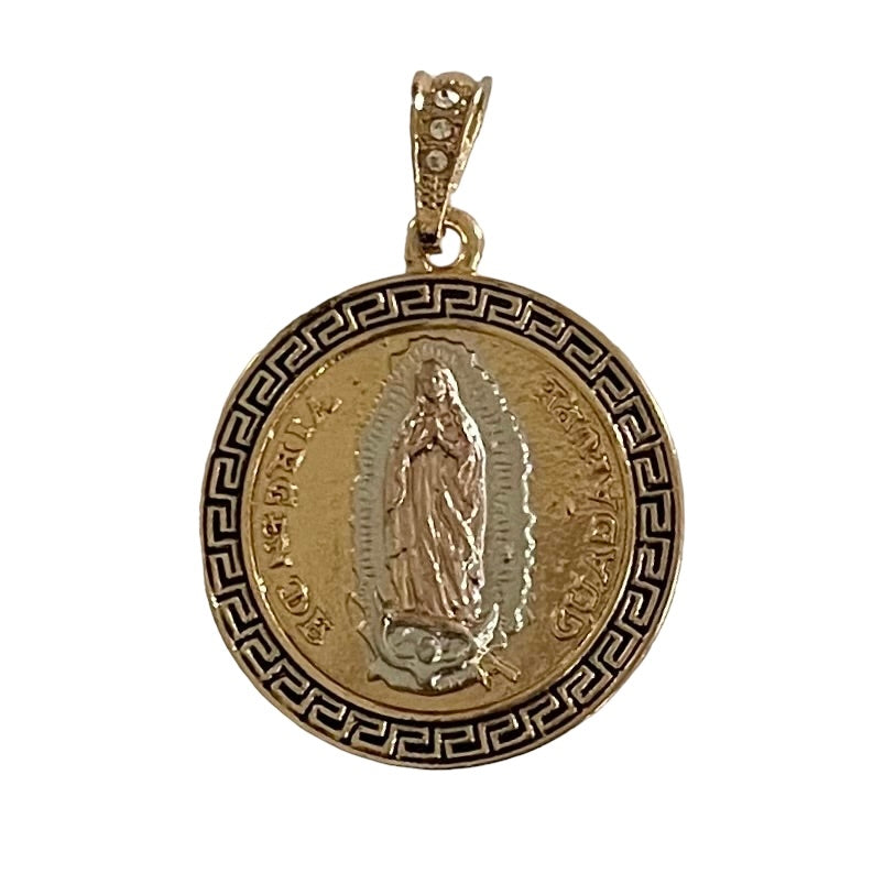 18K Gold Plated Lady Of Guadalupe tricolor pendant 1.5-in