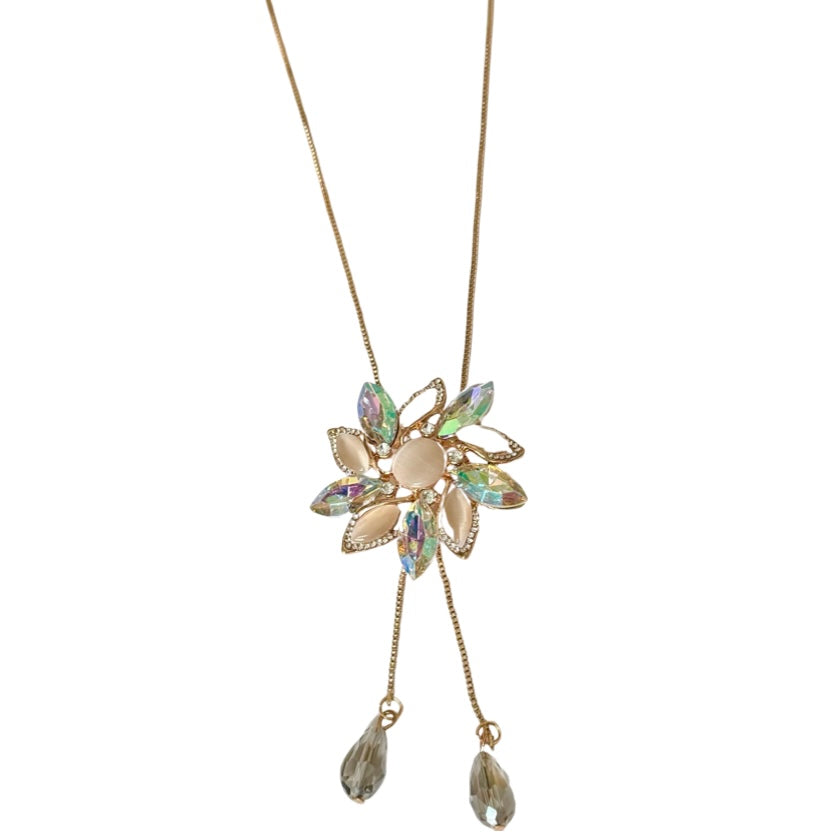 18K Gold Plated Flower Lariat Necklace