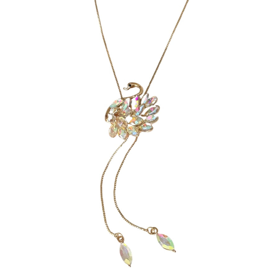 18K Gold Plated Swan Lariat Necklace