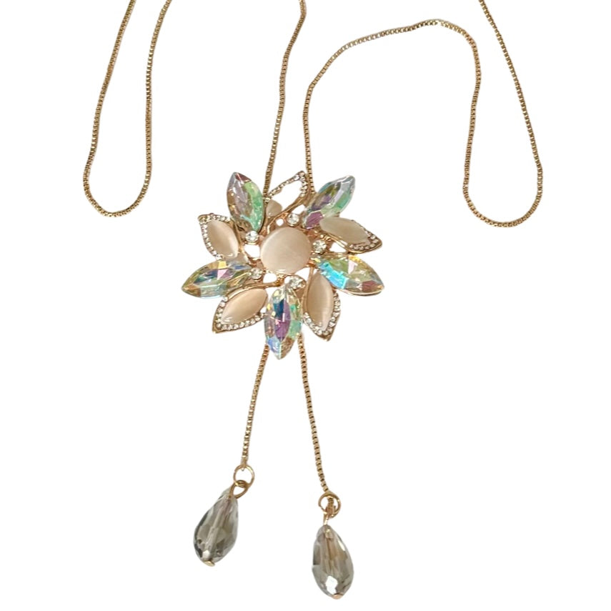 18K Gold Plated Flower Lariat Necklace