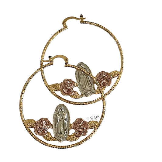 Our Lady of Guadalupe Hoop Earrings