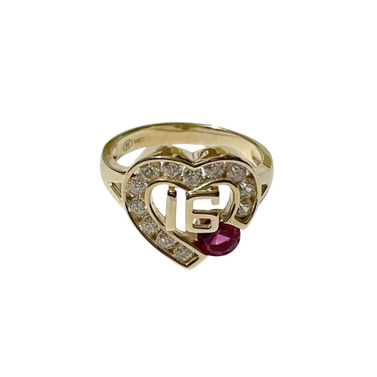 Sweet 16 Ring, 14K Gold, Size 7.5