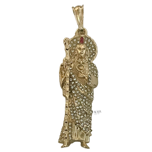 18K Gold Plated St. Jude CZ pendant 2.125in