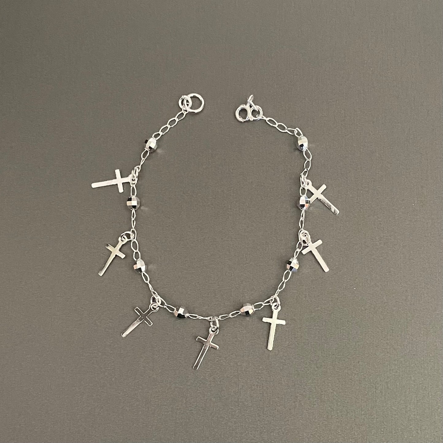 Bracelet Crosses, in Sterling Silver 7.25in.