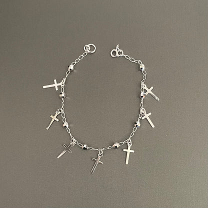 Bracelet Crosses, in Sterling Silver 7.25in.