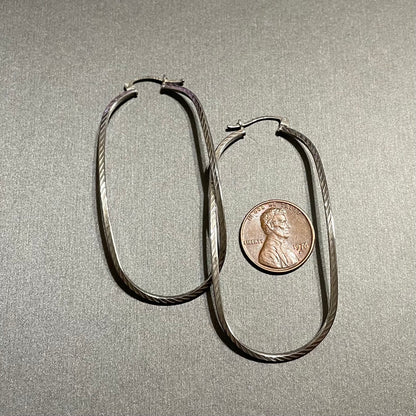 Hoop Twisted Earrings , Sterling Silver.