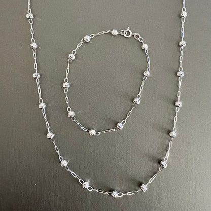 Necklace Beads Diamond Cut 18"