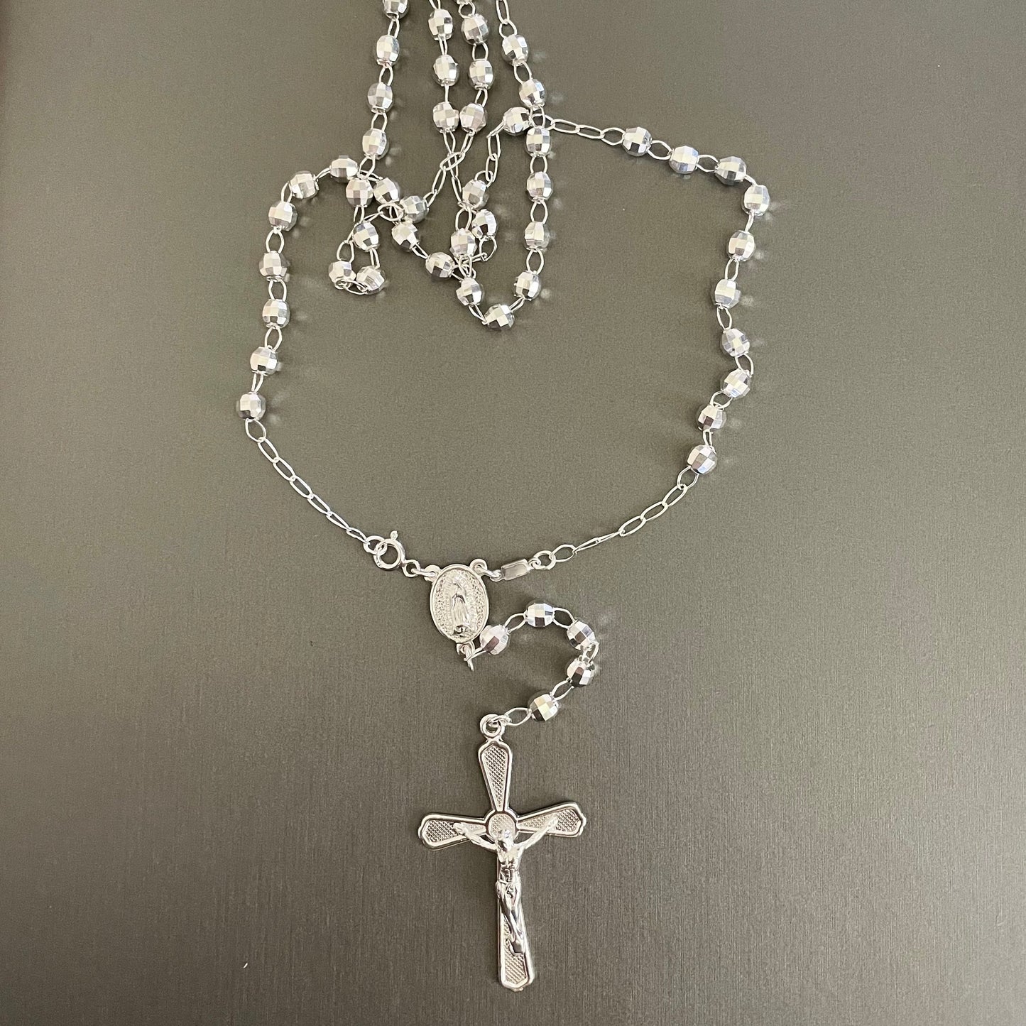 Sterling Silver Rosary necklace, 5mm.