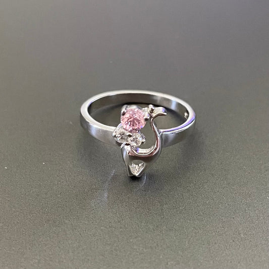 Pink Cat Lady ring in Sterling Silver #8.5