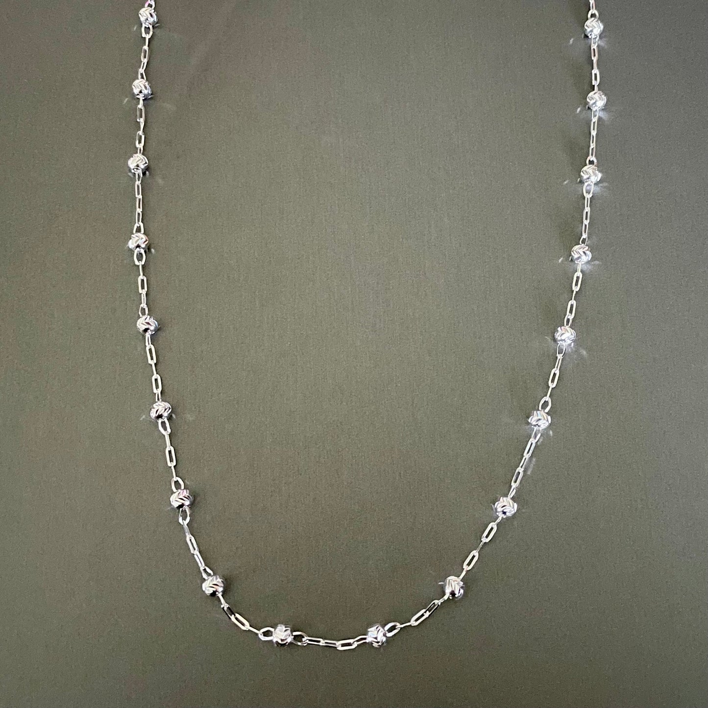 Necklace Beads Diamond Cut 18"