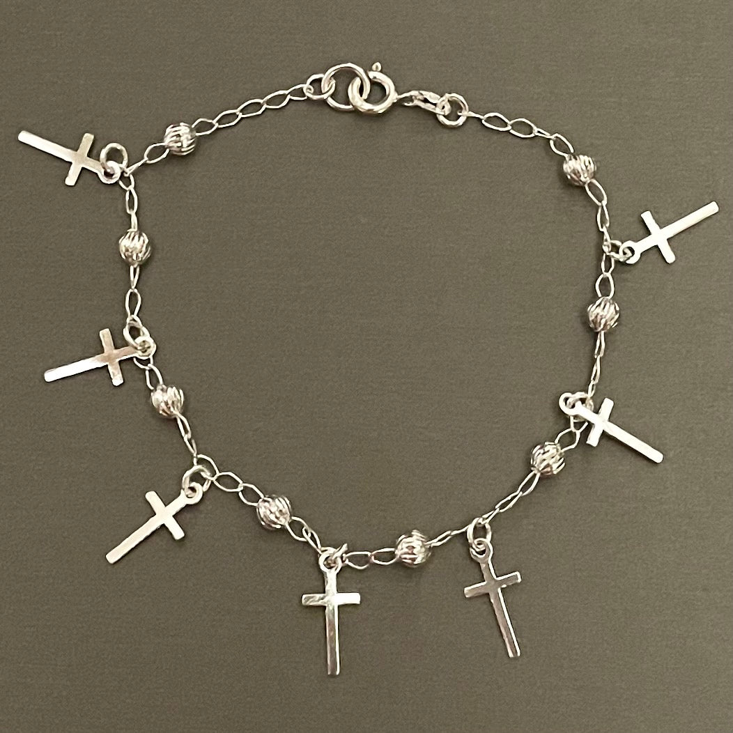 Bracelet Crosses, in Sterling Silver 7.25in.