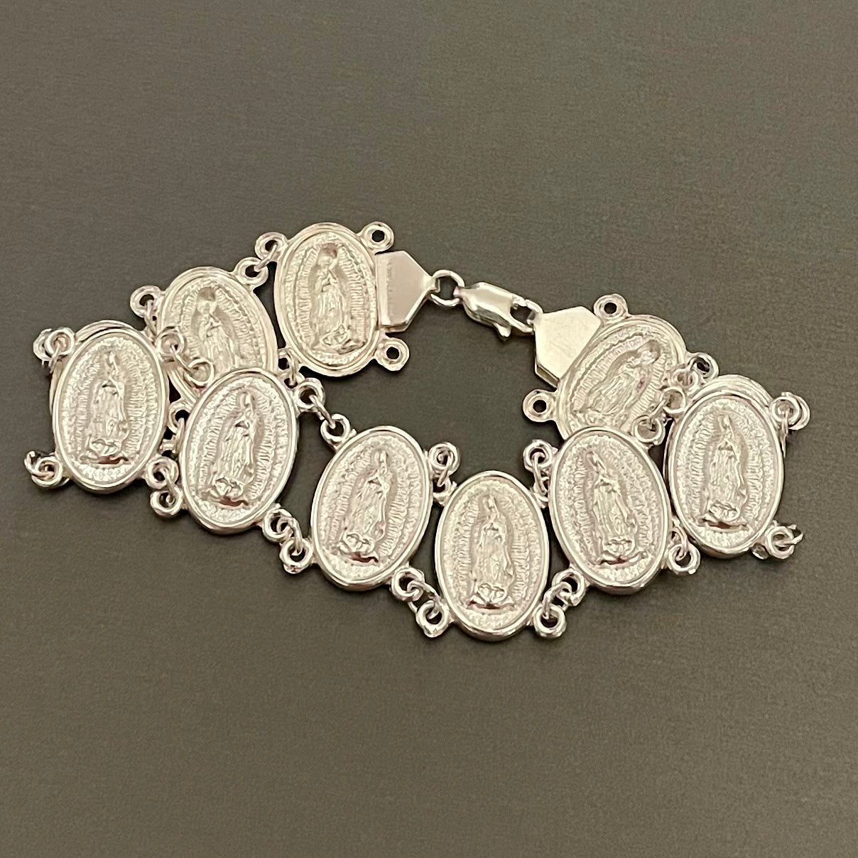 Coin Bracelet Our Lady of Guadalupe in Sterling Silver 7.25in.