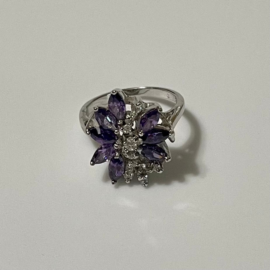 Lady Ring, Purple Zirconias in Sterling Silver #8