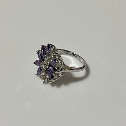 Lady Ring, Purple Zirconias in Sterling Silver #8