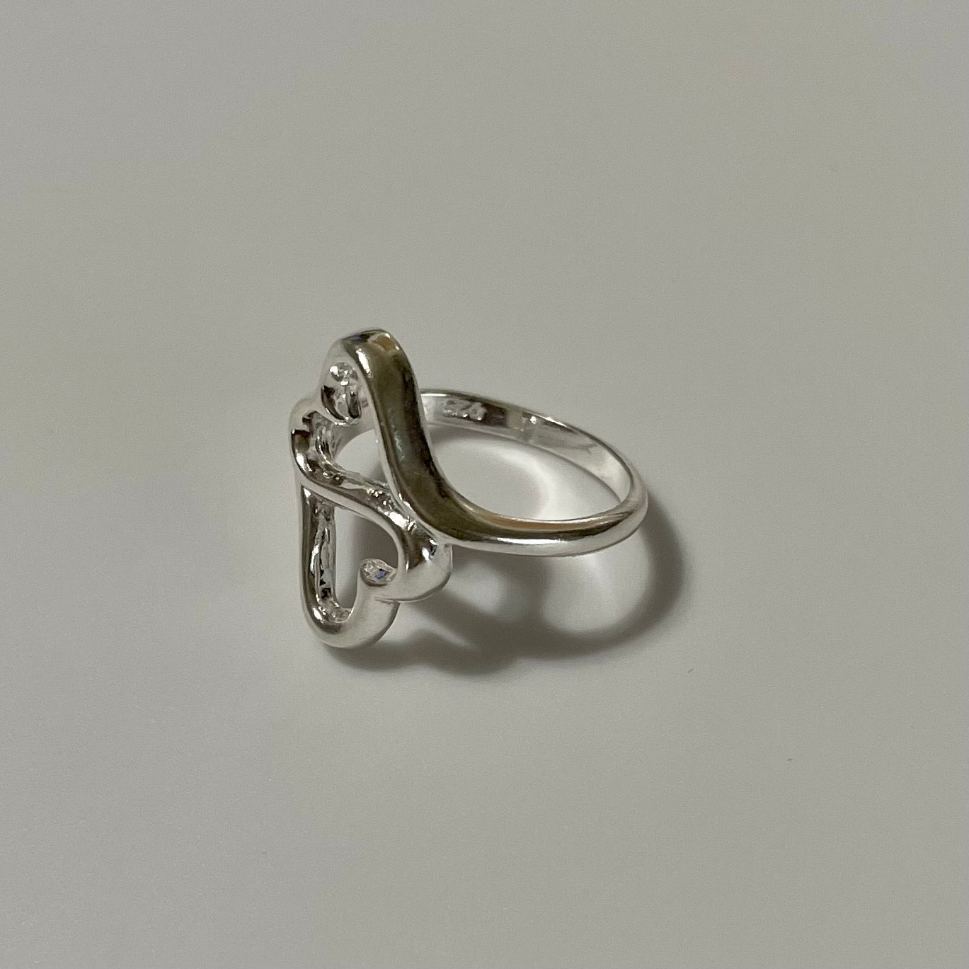 Lady ring 2-hearts in Sterling Silver