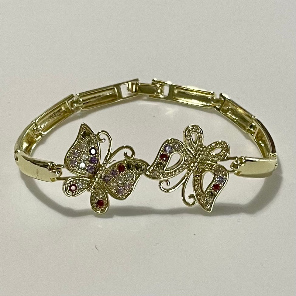 18K Gold Plated Butterflies Bracelet 7.25 inch