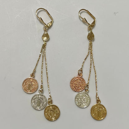 Saint Benedict Long Earrings 18K Gold Plated