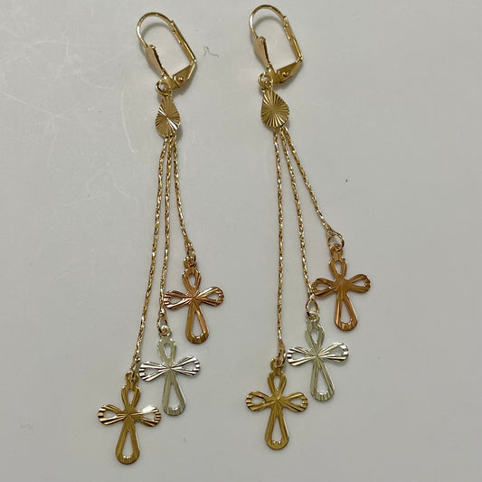 Crosses Long Earrings 18K Gold Plated