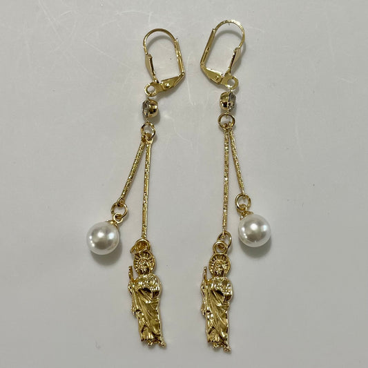 The Pearl of Saint Jude Long Earrings 18K Gold Plated