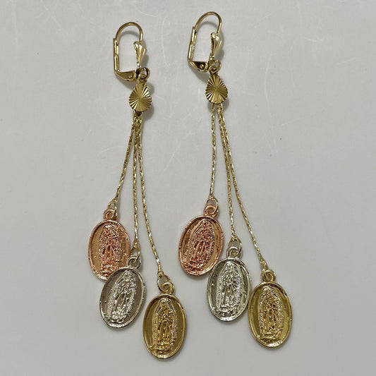 Our Lady of Guadalupe Long Earrings 18K Gold Plated