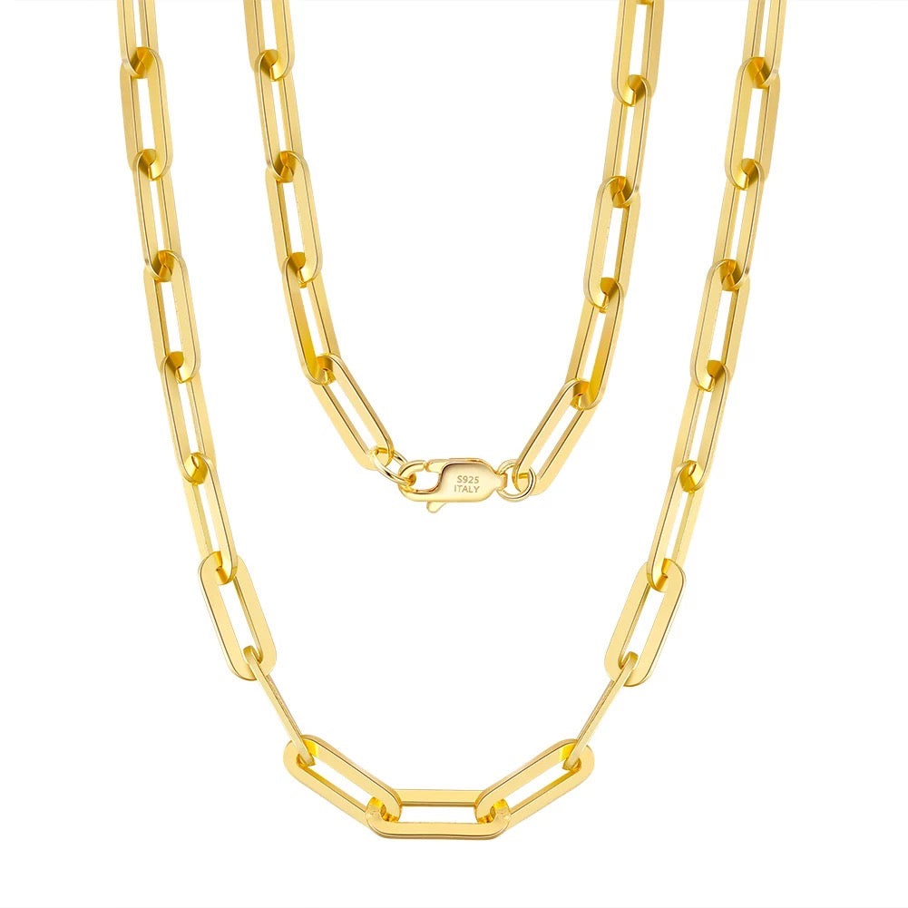 14K Gold over Silver Paperclip Chain 2mm