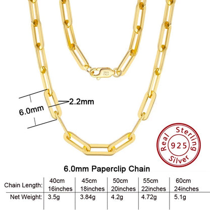 14K Gold over Silver Paperclip Chain 2mm