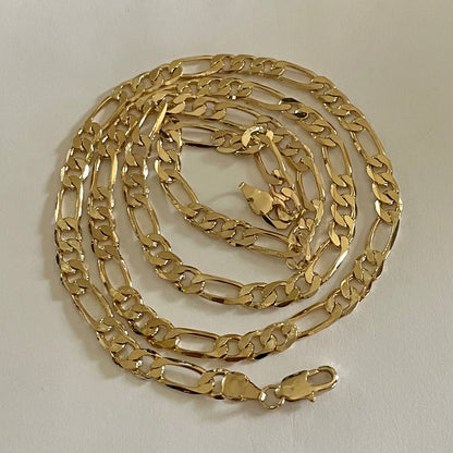 18K Gold Plated Figaro Chain,  5.6mm 24-in long