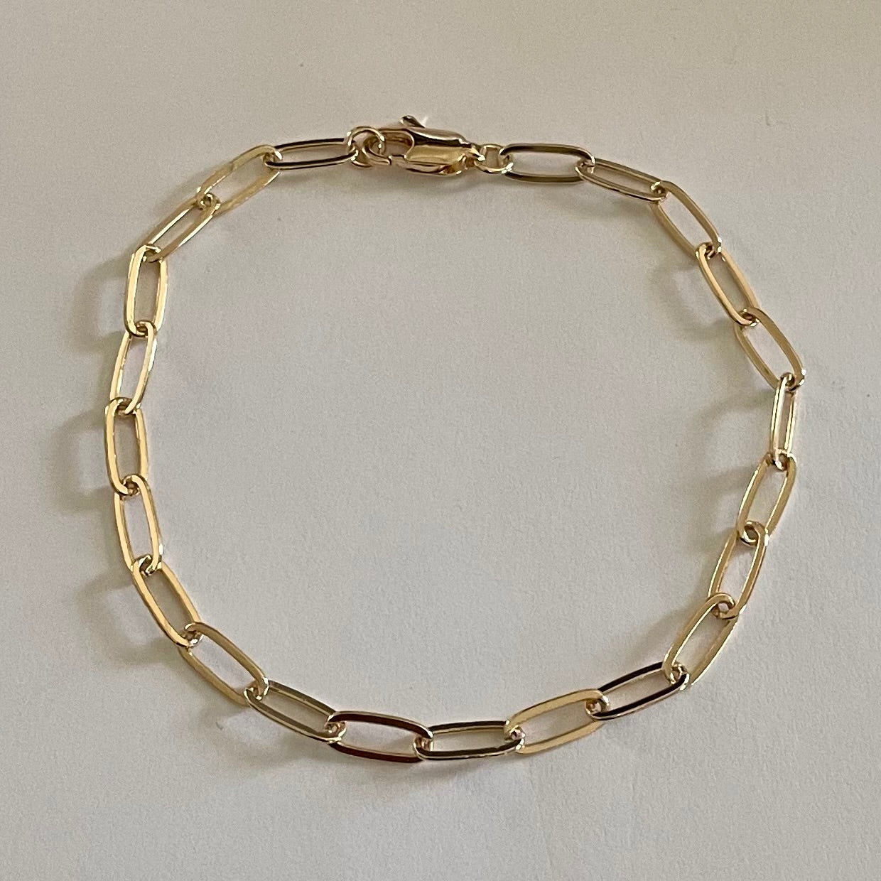 18K Gold Plated Bracelet, Paper clip link