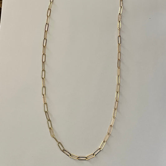 18K Gold Plated Paper Clip Necklace 24-in long