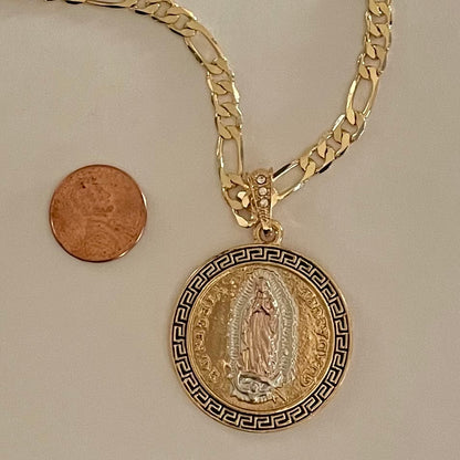 18K Gold Plated Lady Of Guadalupe tricolor pendant 1.5-in