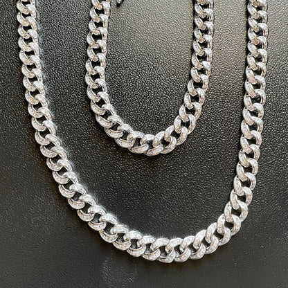 .925 Sterling Silver Cuban Curb Iced Out Necklace