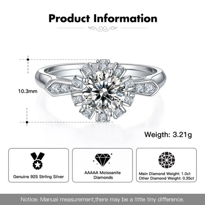 Rhodium on Silver Moissanite Diamond Ring