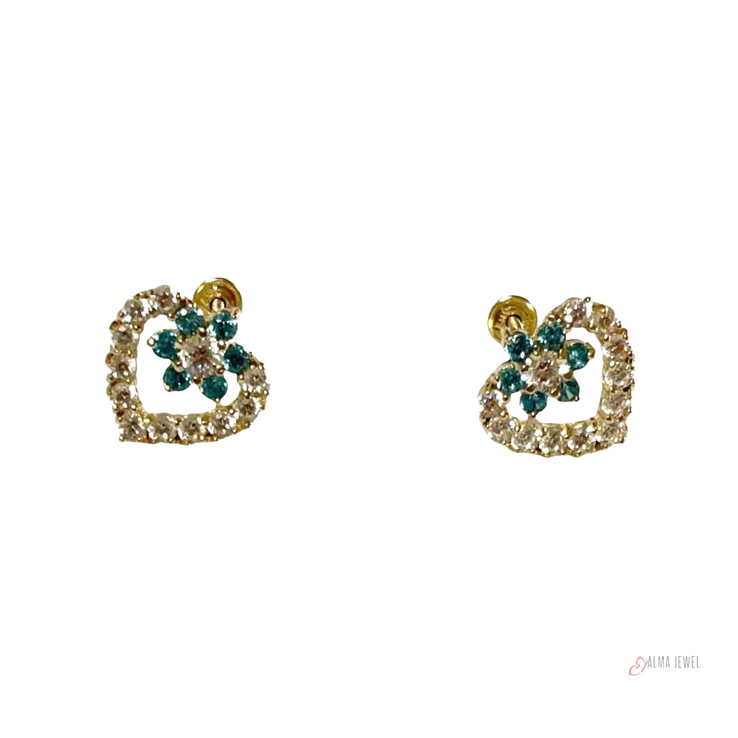 Flower-in-Heart Stud Earrings