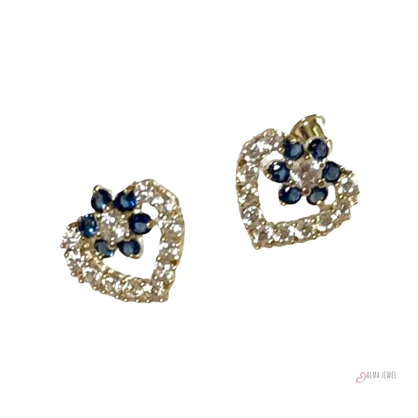 Flower-in-Heart Stud Earrings