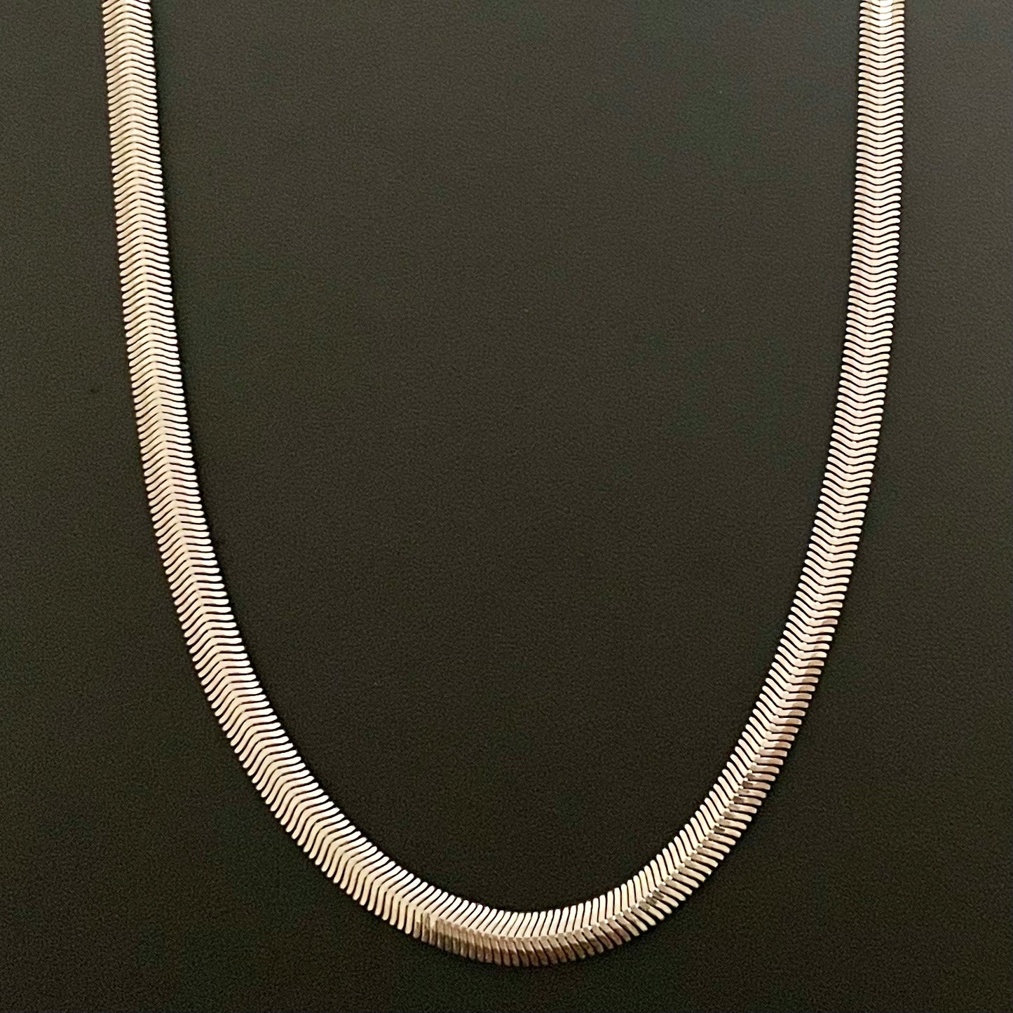 .925 Sterling Silver herringbone necklace 6 mm