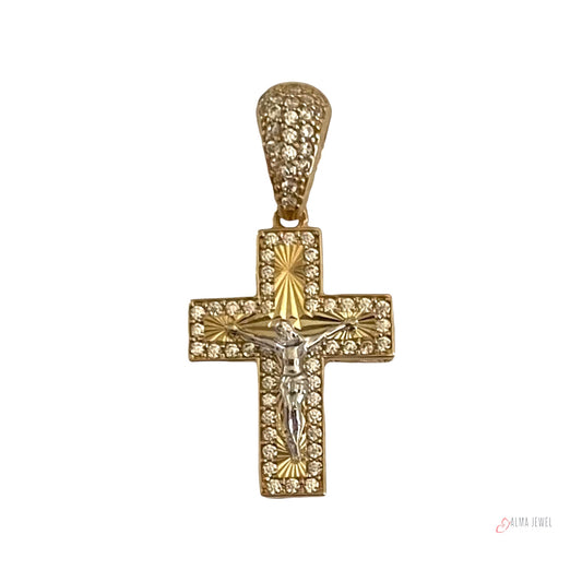 14K Gold Iced Cross pendant