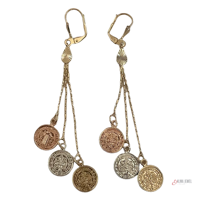 Saint Benedict Long Earrings 18K Gold Plated