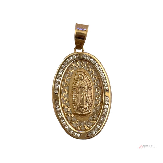 14K 3-tone Gold Virgin pendant