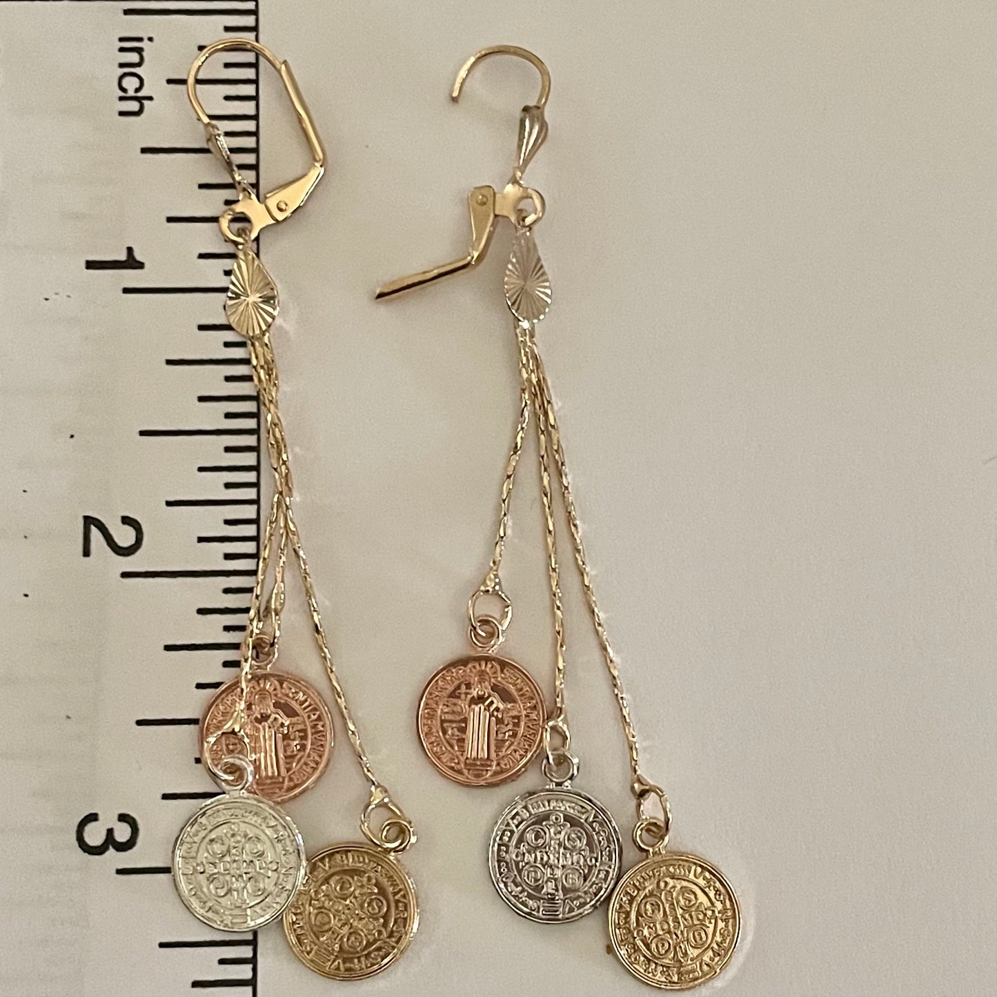 Saint Benedict Long Earrings 18K Gold Plated