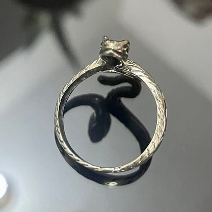 .925 Oxidized Silver Snake lady ring