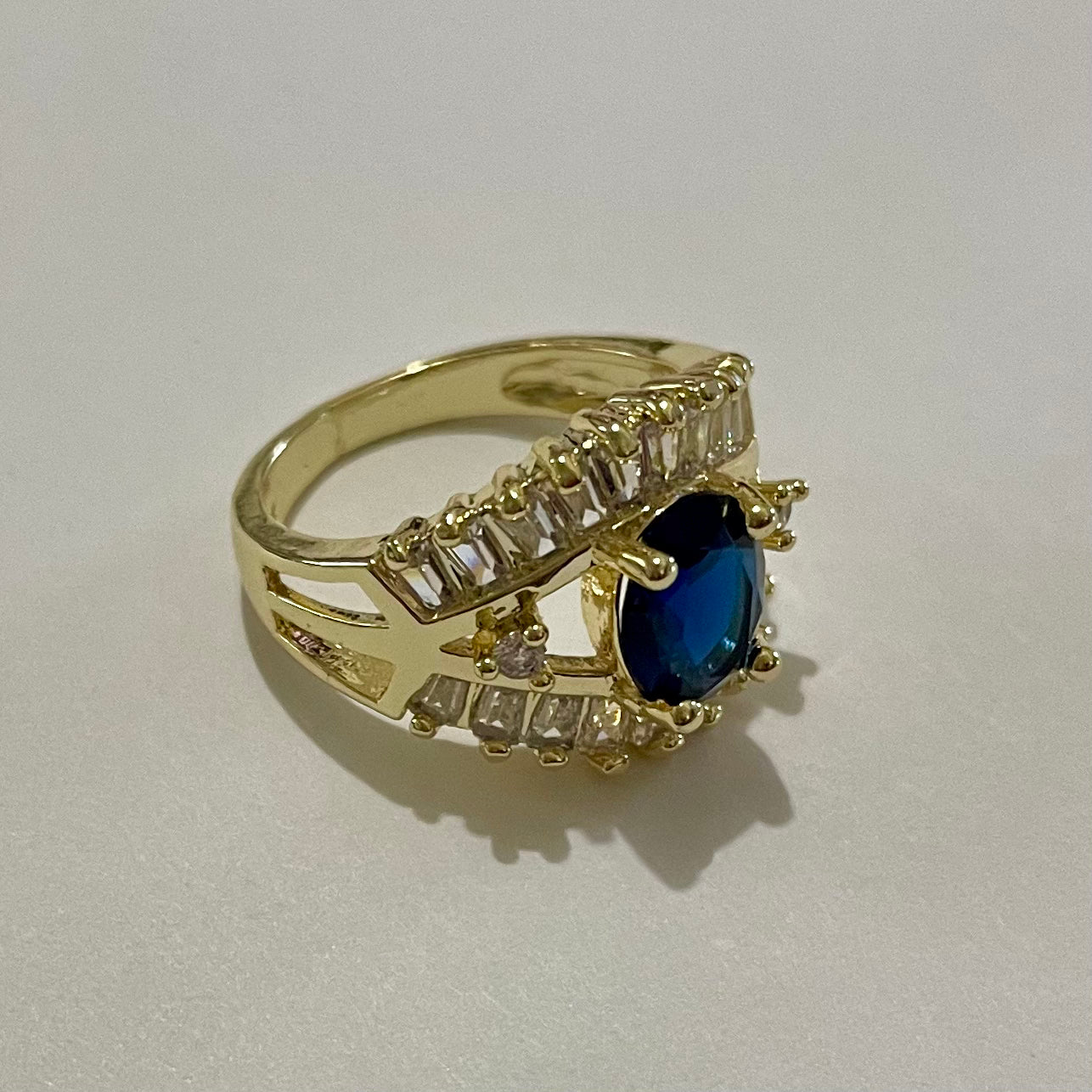 18K Gold Plated Blue Cocktail Ring