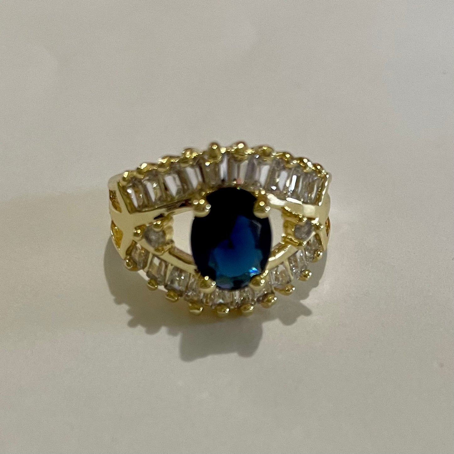 18K Gold Plated Blue Cocktail Ring